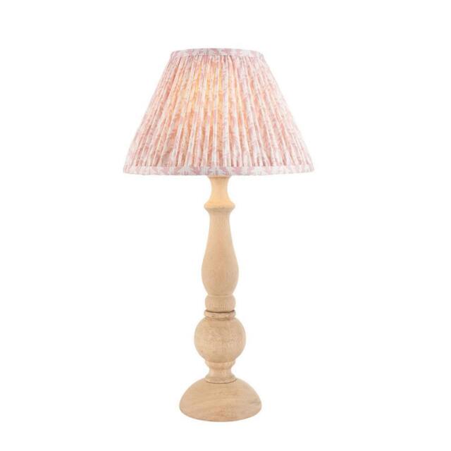 Netlighting Hidcote Wood Table Lamp Peach Fabric Leaf Shade 30cm B22 in Brown - image 1