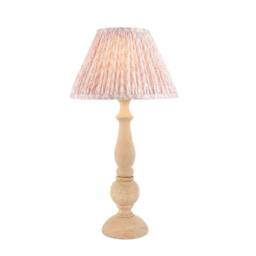 Netlighting Hidcote Wood Table Lamp Peach Fabric Leaf Shade 30cm B22 in Brown - thumbnail 1