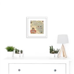 Artery8 Map Clegg 1946 West Riding Yorkshire Pictorial 8X8 Inch Square Wooden Framed Wall Art Print Picture with Mount in White - thumbnail 2
