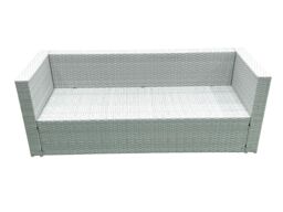 Fimous Rattan Garden Furniture Set with 3 Seater Sofa 2 Chair Rectangular Coffee Table Big Footstool Light Grey Mixed 6 Seater - thumbnail 4