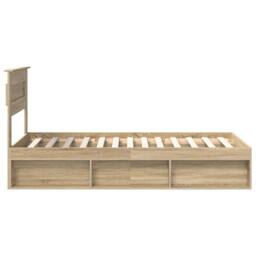 Berkfield Home Bed Frame with Headboard Sonoma Oak 75 x 190 cm Solid Pine Wood in Brown - thumbnail 8