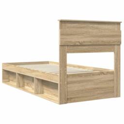 Berkfield Home Bed Frame with Headboard Sonoma Oak 75 x 190 cm Solid Pine Wood in Brown - thumbnail 9