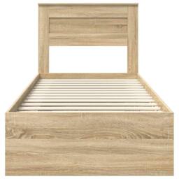Berkfield Home Bed Frame with Headboard Sonoma Oak 75 x 190 cm Solid Pine Wood in Brown - thumbnail 7