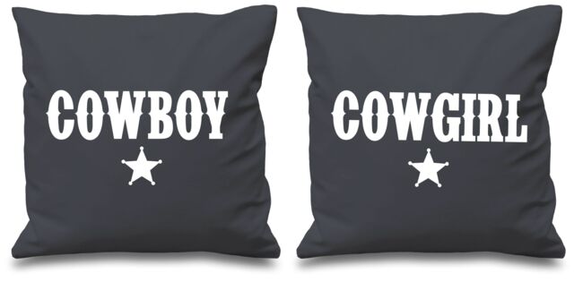 60 SECOND MAKEOVER Cowboy Cowgirl Grey Cushion Coversr - Size: 40 cm x 40 cm
