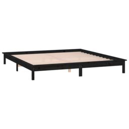 Berkfield Home LED Bed Frame Black 120x190 cm Small Double Solid Wood - thumbnail 6