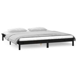 Berkfield Home LED Bed Frame Black 120x190 cm Small Double Solid Wood - thumbnail 4