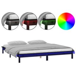 Berkfield Home LED Bed Frame Black 120x190 cm Small Double Solid Wood - thumbnail 2