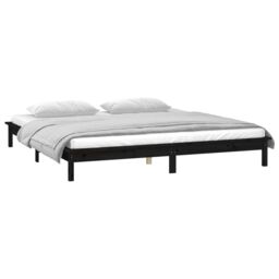 Berkfield Home LED Bed Frame Black 120x190 cm Small Double Solid Wood - thumbnail 5