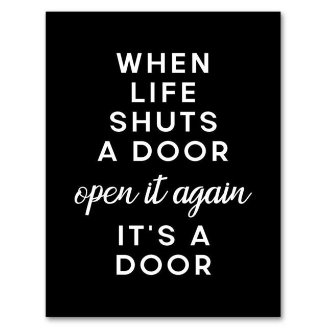 Artery8 When Life Shuts A Door Open It Funny Cheeky Framed Wall Art Print in Black - Size: A4 - image 1