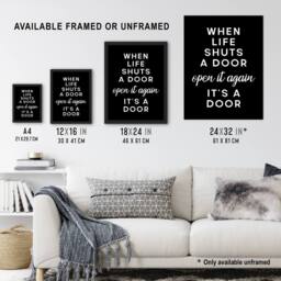 Artery8 When Life Shuts A Door Open It Funny Cheeky Framed Wall Art Print in Black - Size: A4 - thumbnail 3