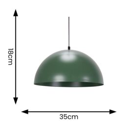ValueLights Stassi Mushroom Dome Metal Drop Hanging Pendant Ceiling Light with LED Bulb in Green - thumbnail 6