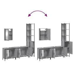 Berkfield Home Durable 4 Piece Bathroom Furniture Set Grey Sonoma Engineered Wood - thumbnail 9