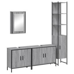 Berkfield Home Durable 4 Piece Bathroom Furniture Set Grey Sonoma Engineered Wood - thumbnail 3