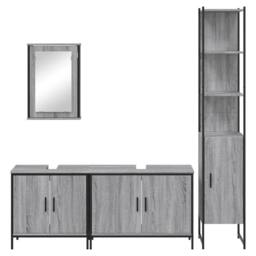 Berkfield Home Durable 4 Piece Bathroom Furniture Set Grey Sonoma Engineered Wood - thumbnail 6