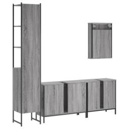 Berkfield Home Durable 4 Piece Bathroom Furniture Set Grey Sonoma Engineered Wood - thumbnail 8