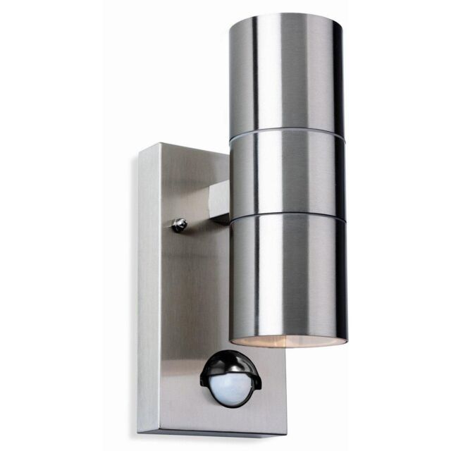 Netlighting Colt 2 Light Outdoor Up Down Wall Light Light PIR Stainless Steel IP44 GU10 in Grey