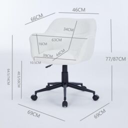 FURNITURE ONE Upholstered Swivel Office Chair, Corduroy Fabric Height Adjustable in White - Size: 1 Pack - thumbnail 8