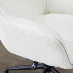 FURNITURE ONE Upholstered Swivel Office Chair, Corduroy Fabric Height Adjustable in White - Size: 1 Pack - thumbnail 3