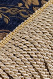Paoletti Shiraz Traditional Floral Jacquard Throw in Navy - thumbnail 2