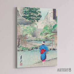 "Artery8 View Of Benten At Inokashira Canvas Wall Art Print Ogata Gekko in Green - Size: W18"" x H24""" - thumbnail 2
