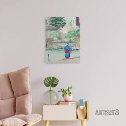 "Artery8 View Of Benten At Inokashira Canvas Wall Art Print Ogata Gekko in Green - Size: W18"" x H24""" - thumbnail 3