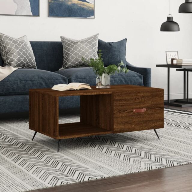 Berkfield Home Coffee Table Brown Oak 90x50x40 cm Engineered Wood - Size: 90 x 50 x 40 cm - image 1