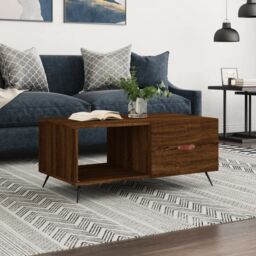 Berkfield Home Coffee Table Brown Oak 90x50x40 cm Engineered Wood - Size: 90 x 50 x 40 cm - thumbnail 1