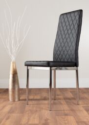 FurnitureboxUK Carson White Marble Effect Dining Table & 6 Milan Chrome Leg Chairs in Black - thumbnail 3