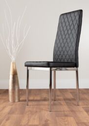 FurnitureboxUK Carson White Marble Effect Dining Table & 6 Milan Chrome Leg Chairs in Black - thumbnail 9