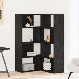 Berkfield Home Corner Cabinet Black Oak 140x30x140 cm Engineered Wood - Size: 140 x 30 x 140 cm - thumbnail 1