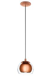 Eglo Rocamar Clear Glass & Metal 1 Light Ceiling Pendant in Copper - thumbnail 1