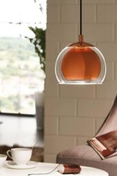 Eglo Rocamar Clear Glass & Metal 1 Light Ceiling Pendant in Copper - thumbnail 2