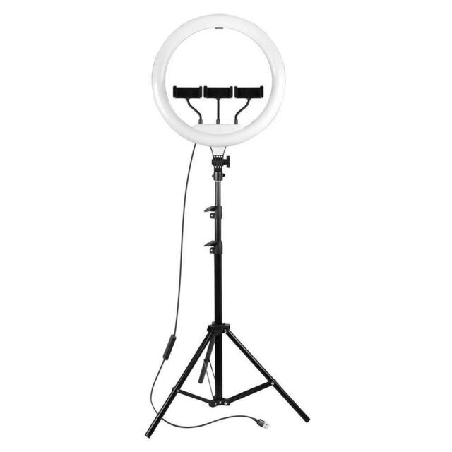 Nordara 14in LED Ring Light w/ Stand Phone Holder Makeup Vlogging in Black - image 1