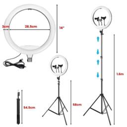 Nordara 14in LED Ring Light w/ Stand Phone Holder Makeup Vlogging in Black - thumbnail 2
