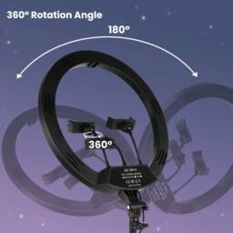 Nordara 14in LED Ring Light w/ Stand Phone Holder Makeup Vlogging in Black - thumbnail 4