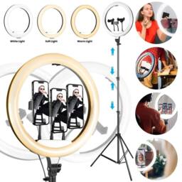 Nordara 14in LED Ring Light w/ Stand Phone Holder Makeup Vlogging in Black - thumbnail 5