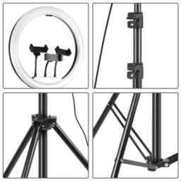 Nordara 14in LED Ring Light w/ Stand Phone Holder Makeup Vlogging in Black - thumbnail 3