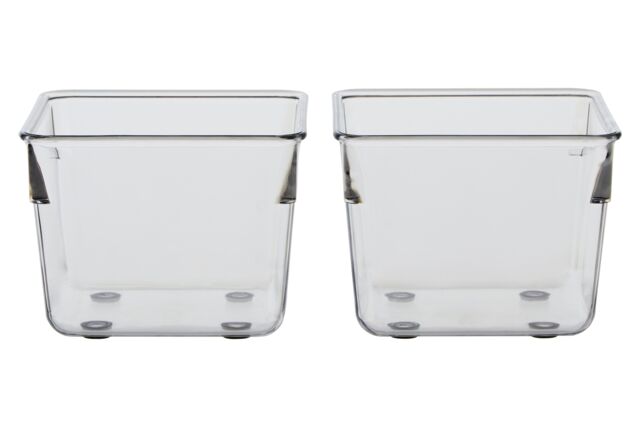 Orsina Sturdy Build Small Set Of Two Square Kitchen Organisers, Integrated Handle Narrow Storage Boxes For Fridge in Clear - image 1