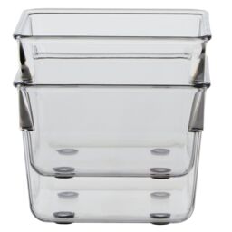 Orsina Sturdy Build Small Set Of Two Square Kitchen Organisers, Integrated Handle Narrow Storage Boxes For Fridge in Clear - thumbnail 4