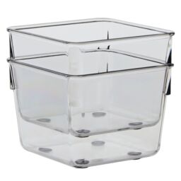 Orsina Sturdy Build Small Set Of Two Square Kitchen Organisers, Integrated Handle Narrow Storage Boxes For Fridge in Clear - thumbnail 3