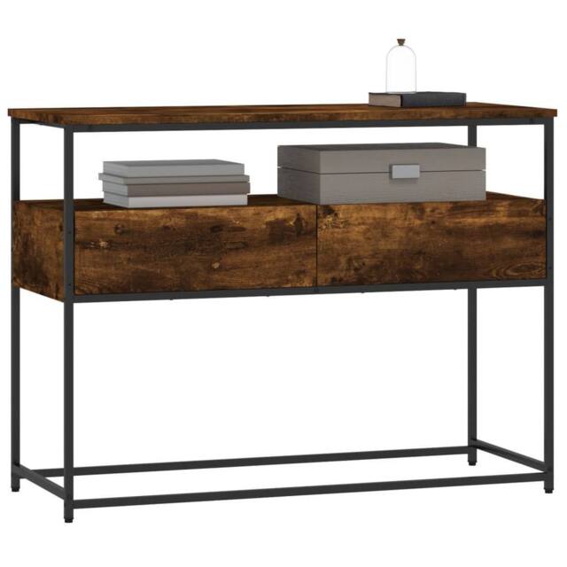Berkfield Home Decorative Console Table Smoked Oak 100x40x75 cm Engineered Wood in Brown - Size: 100 x 40 x 75 cm - image 1