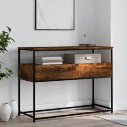 Berkfield Home Decorative Console Table Smoked Oak 100x40x75 cm Engineered Wood in Brown - Size: 100 x 40 x 75 cm - thumbnail 2