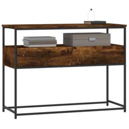 Berkfield Home Decorative Console Table Smoked Oak 100x40x75 cm Engineered Wood in Brown - Size: 100 x 40 x 75 cm - thumbnail 1