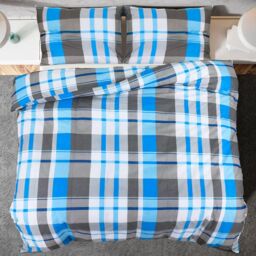 Berkfield Home Duvet Cover Set Blue & Grey 200x200 cm Cotton - thumbnail 5