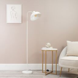 ValueLights Morris Retro Dome Metal Freestanding Floor Lamp with LED Bulb in White - thumbnail 5
