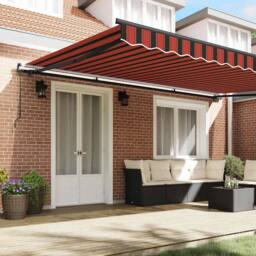 Berkfield Home Manual Retractable Awning Orange & Brown 500x300 cm - thumbnail 3