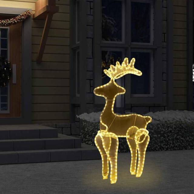 Berkfield Home Reindeer Christmas Decoration with Mesh 306 LEDs 60x24x89cm - Size: 60 x 24 x 89 cm - image 1
