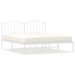 Berkfield Home Metal Bed Frame with Headboard White 183x213 cm - thumbnail 2