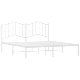 Berkfield Home Metal Bed Frame with Headboard White 183x213 cm - thumbnail 4