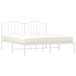 Berkfield Home Metal Bed Frame with Headboard White 183x213 cm - thumbnail 3